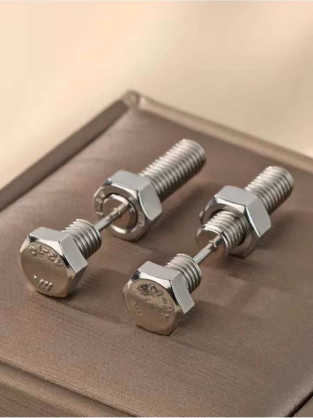 Silver Hex Bolt Cufflinks - Industrial Style Jewelry